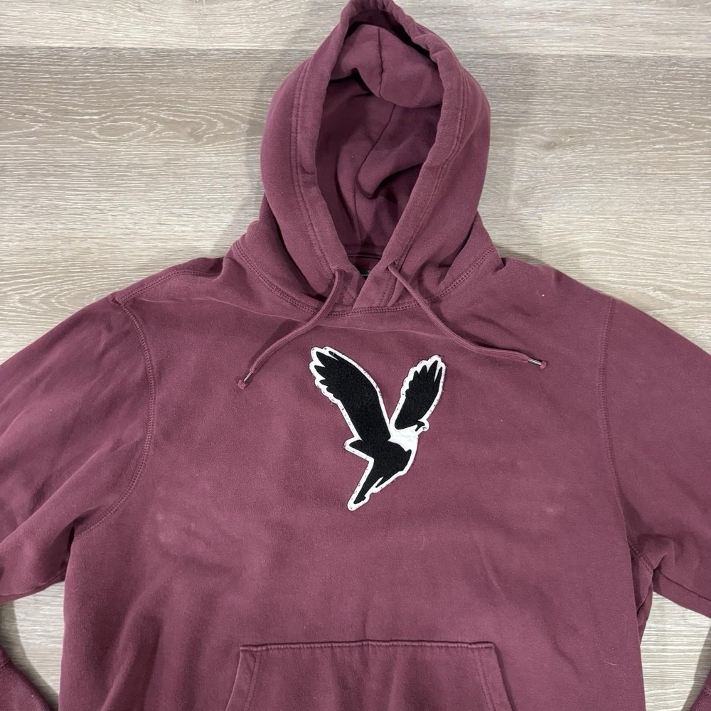 Vintage‎ Y2K American Eagle Faded Maroon Green Label Hoodie Men's Size XXL